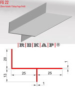 |FG22| Fuga Profil 3 metre/ 50 adet (25mm Kulaklı T) Ral 9016