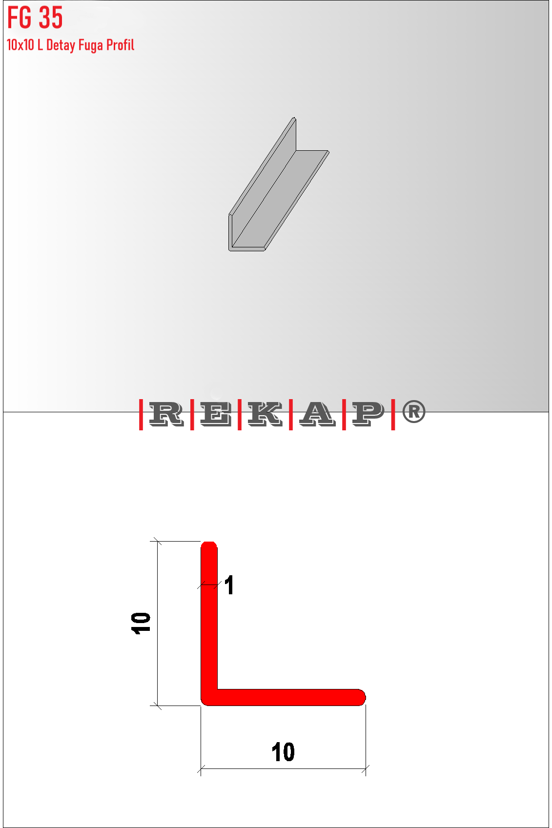 |FG35| Fuga Profil 3 metre/ 50 adet (10x10 L) Ral 9016