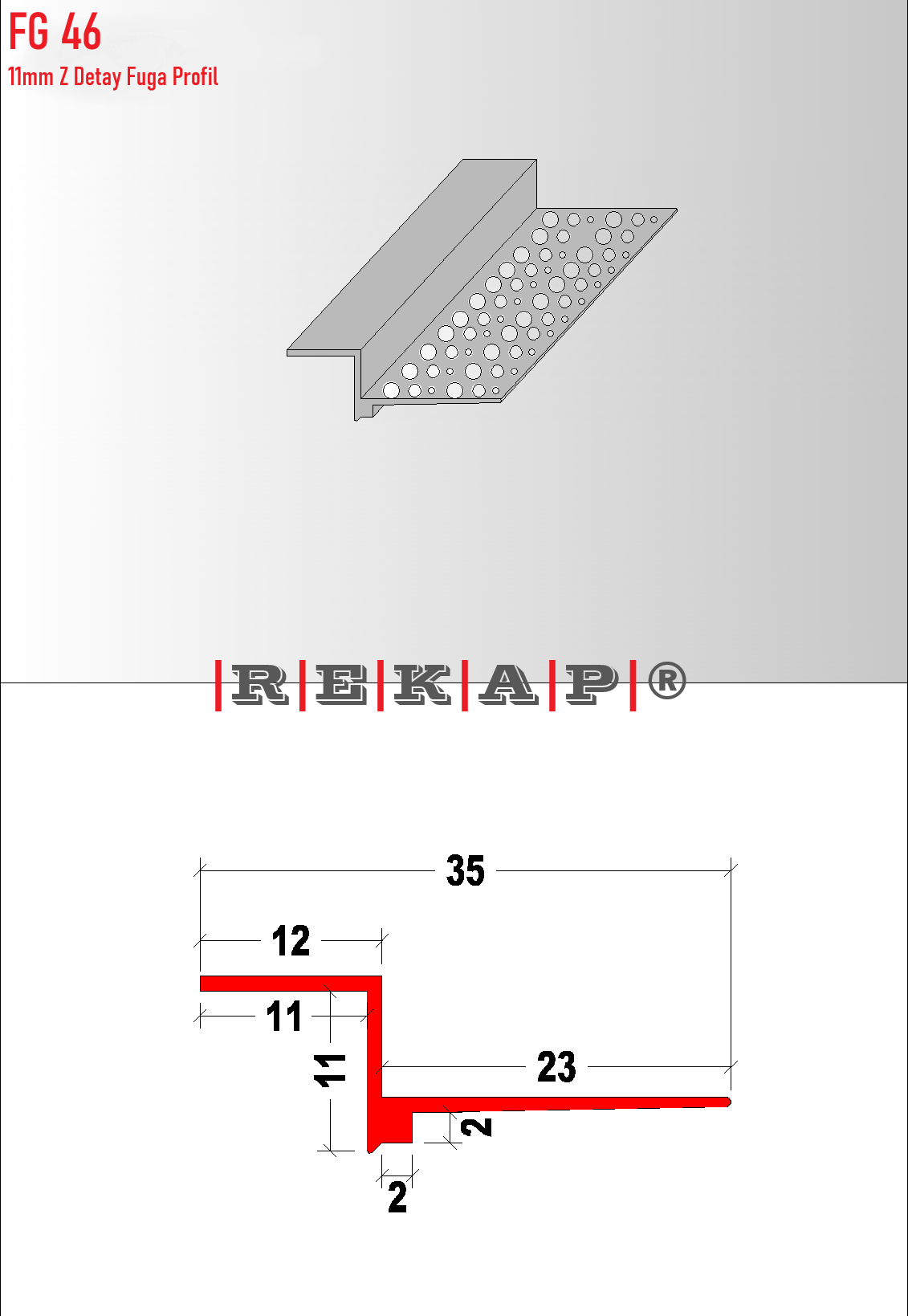 |FG46| Fuga Profil 3 metre/ 50 adet (11mm Z) Ral 9016