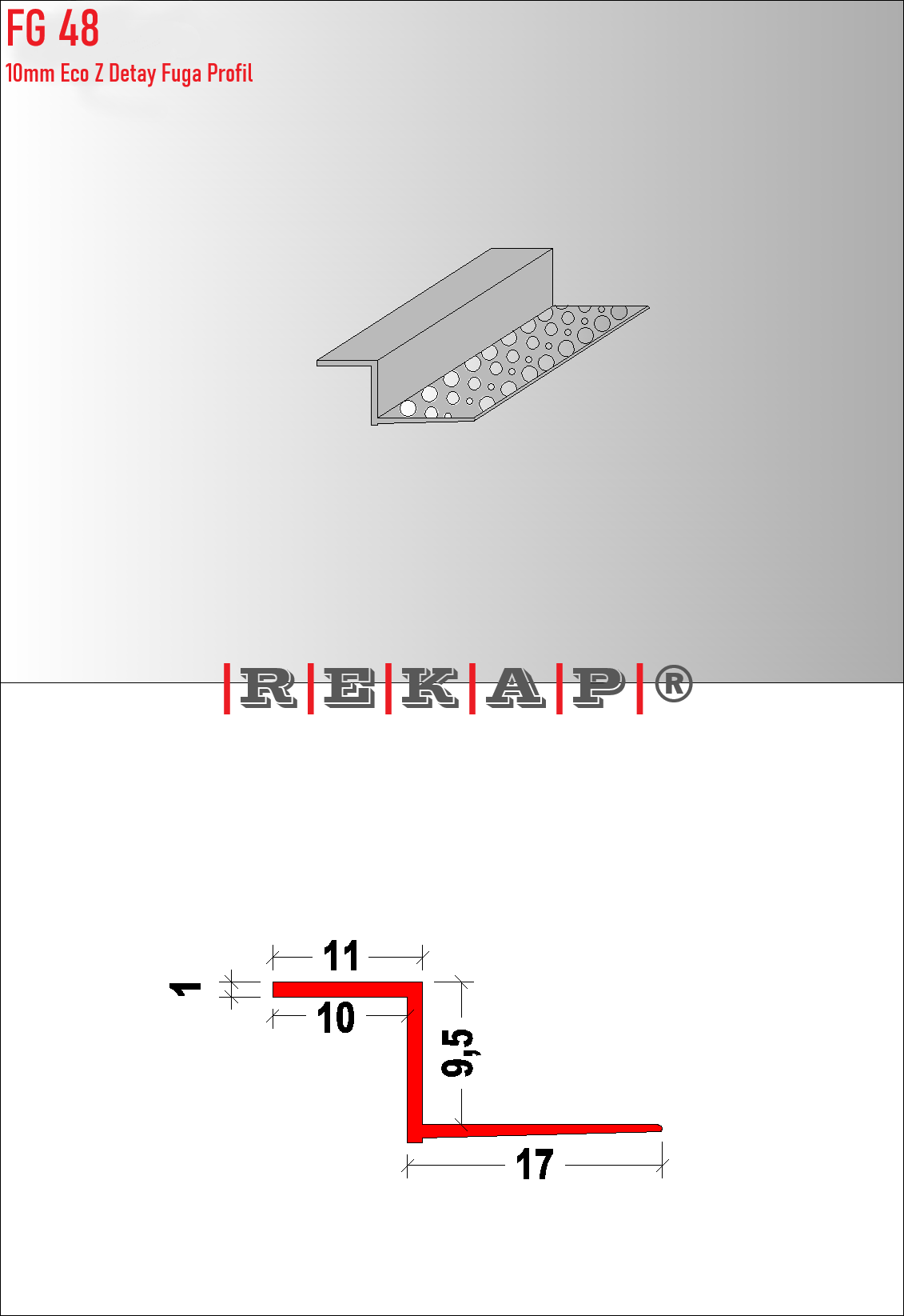 |FG48| Fuga Profil 3 metre/ 50 adet (10mm Z ) Ral 9016